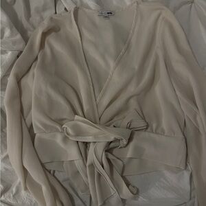 Fashion Nova Cream Wrap Top